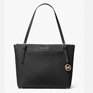 Michael Kors Susannah Large Saffiano Leather East West Shoulder Tote - Black